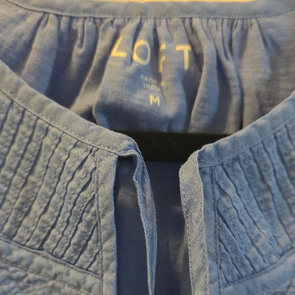 LOFT Blue Smocked Yoke Sleeveless Top - Picture 4 of 6